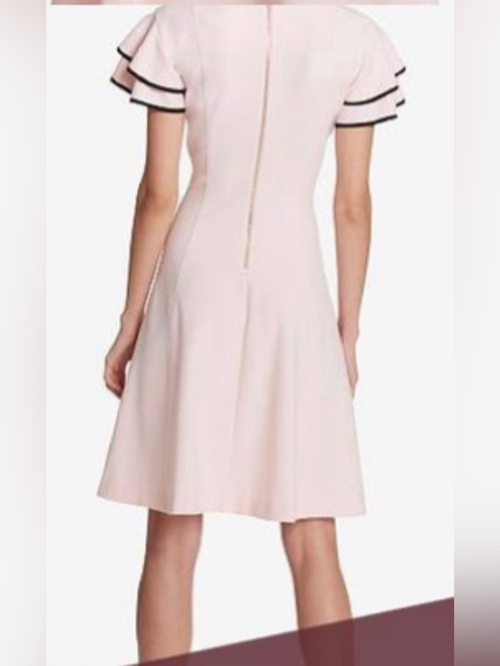 Tommy Hilfiger Pale Pink Fit-and-Flare Dress with Black Trim - Picture 3 of 4